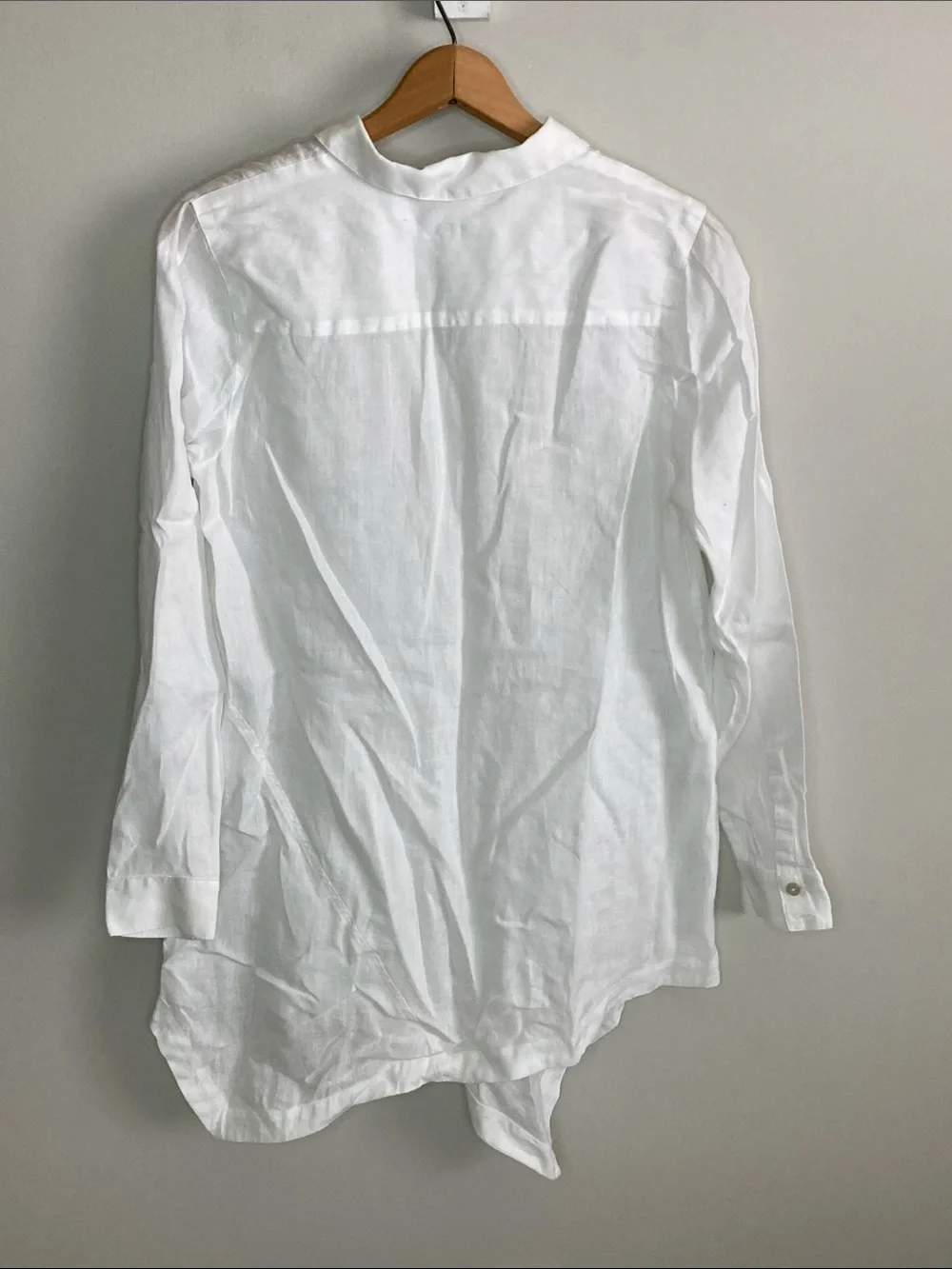 J. Jill White Linen asymmetrical Casual Button-Down Shirt, Women’s Size Small